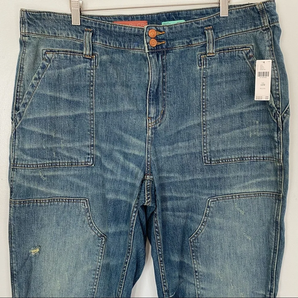 Pilcro The Wanderer Jeans Anthropologie A+ plus size 18w boho patchwork blue - Picture 3 of 12